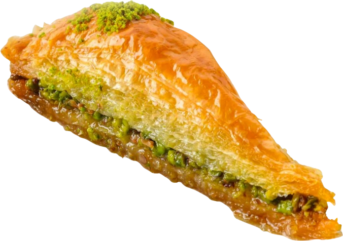 Kawałek tradycyjnej bakławy z pistacjami